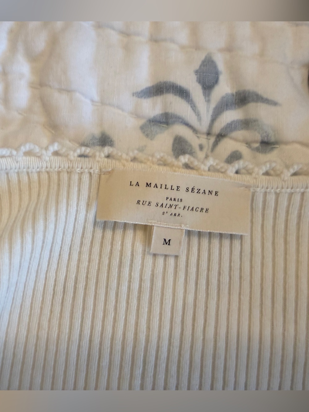 NWOT SÉZANE MAHA SZ M ECRU Ribbed Square-Neck Long Sleeve Top SO Flattering 🇫🇷‼️ - Picture 7 of 9